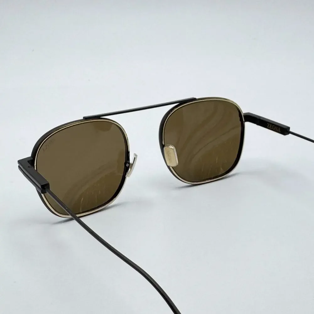 Ermenegildo Zegna Sunglasses EZ0290 49E Matte Dark Brown Frame Brown Lens 53mm